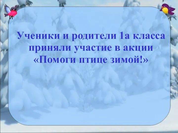 Ученики и родители 1а класса приняли участие в акции «Помоги птице зимой!» и