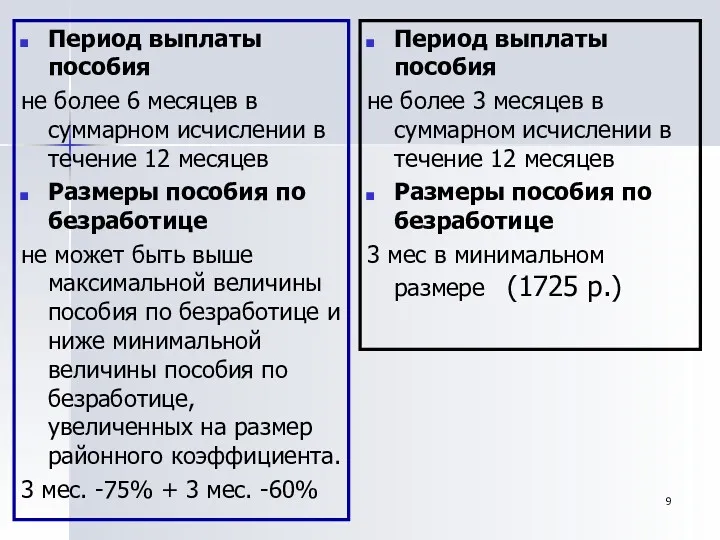 Период выплаты пособия не более 6 месяцев в суммарном исчислении в течение 12