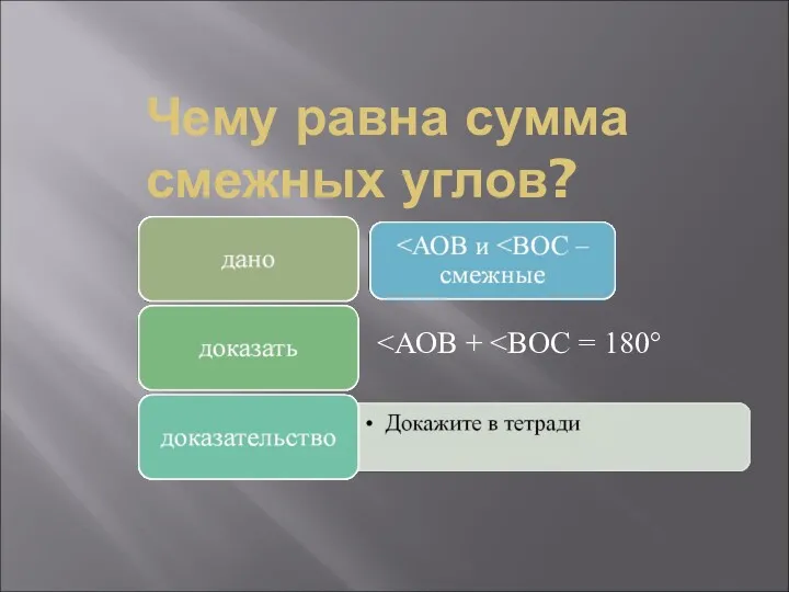 Чему равна сумма смежных углов?