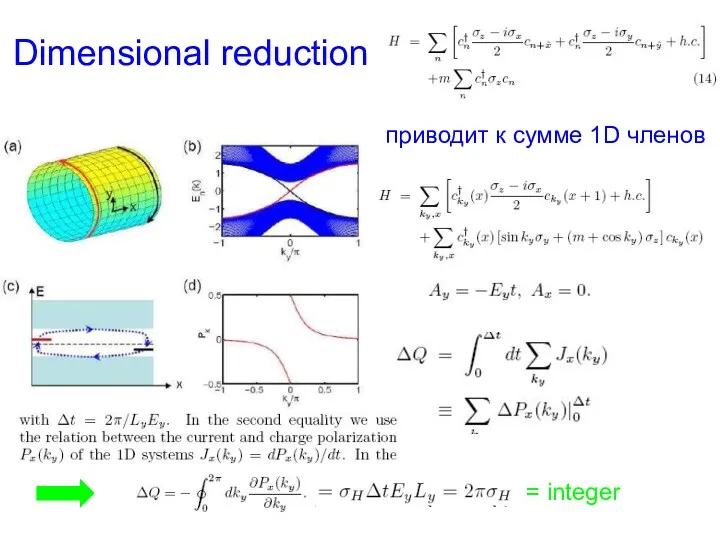 Dimensional reduction приводит к сумме 1D членов = integer