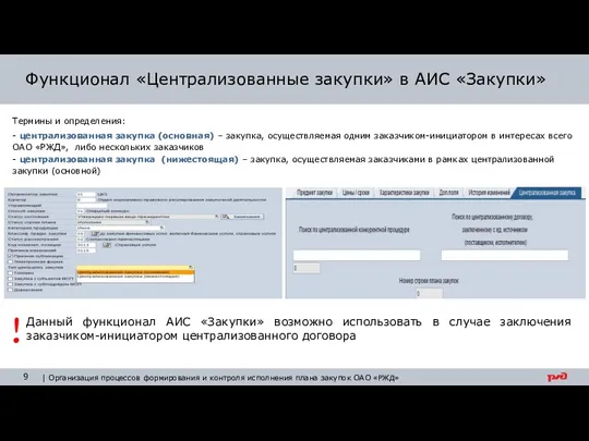 Функционал «Централизованные закупки» в АИС «Закупки» Термины и определения: -