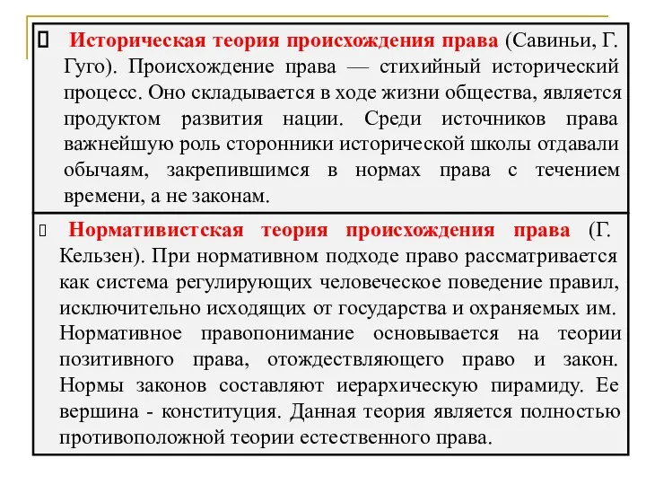 Историческая теория происхождения права (Савиньи, Г.Гуго). Происхождение права — стихийный