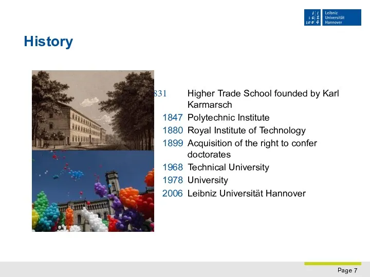 History Higher Trade School founded by Karl Karmarsch 1847 Polytechnic