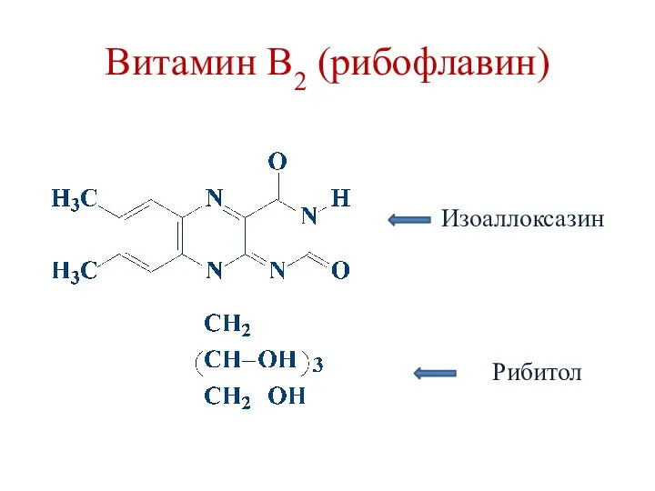 Витамин В2 (рибофлавин) Изоаллоксазин Рибитол