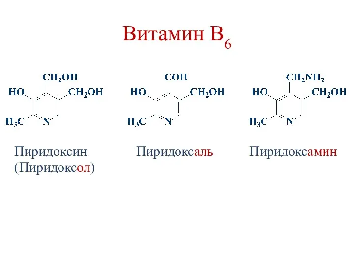 Витамин В6 Пиридоксин (Пиридоксол) Пиридоксаль Пиридоксамин
