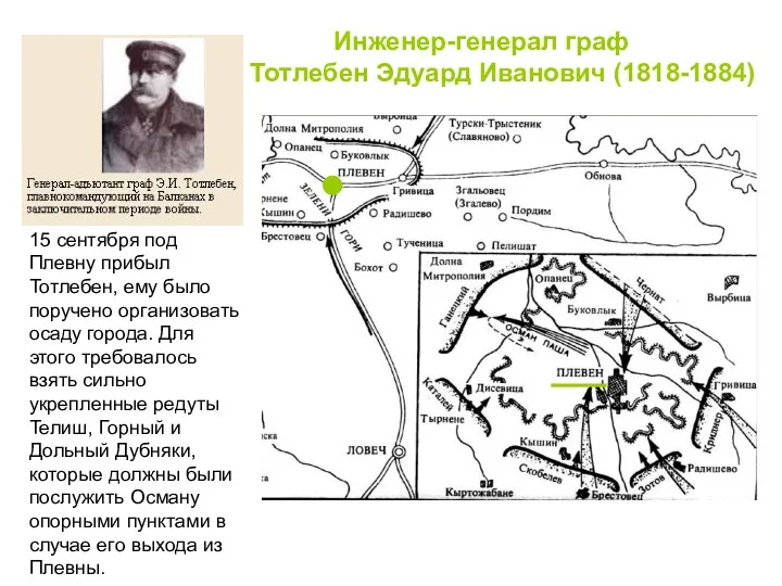 Инженер-генерал граф Тотлебен Эдуард Иванович (1818-1884) 15 сентября под Плевну