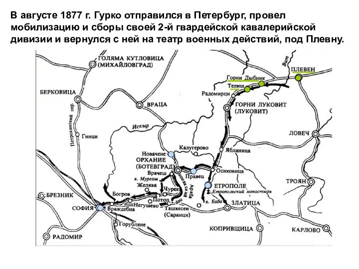В августе 1877 г. Гурко отправился в Петербург, провел мобилизацию