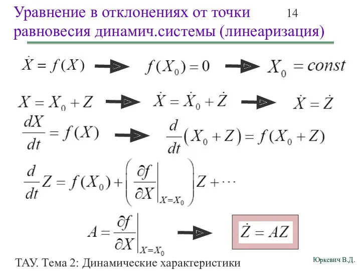 ТАУ. Тема 2: Динамические характеристики линейных систем. Уравнение в отклонениях от точки равновесия динамич.системы (линеаризация)