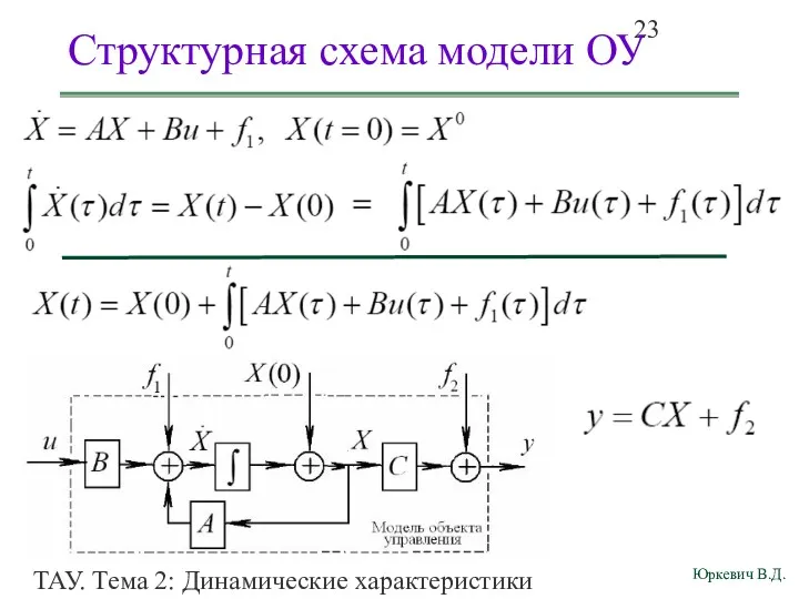 ТАУ. Тема 2: Динамические характеристики линейных систем. Структурная схема модели ОУ