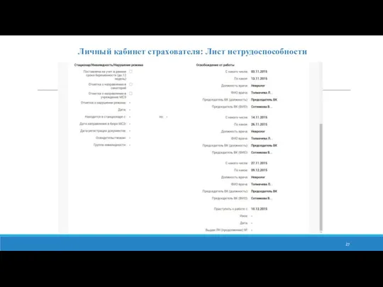 Личный кабинет страхователя: Лист нетрудоспособности