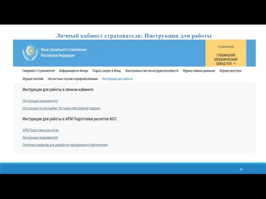 Личный кабинет страхователя: Инструкции для работы