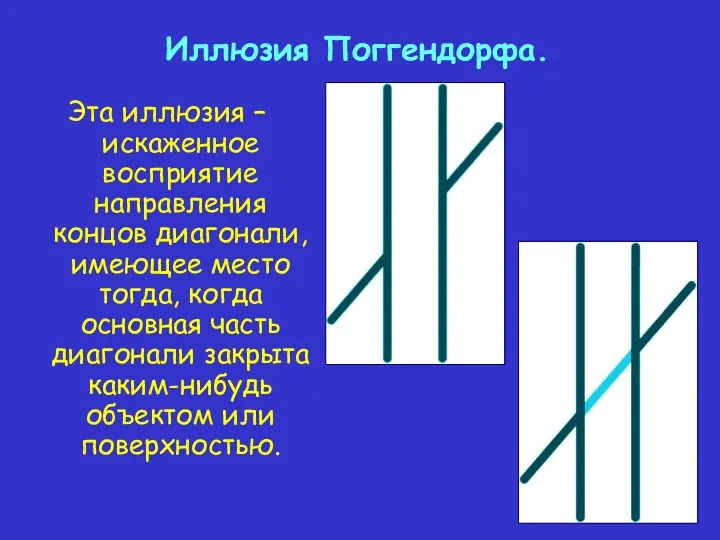 Эта иллюзия – искаженное восприятие направления концов диагонали, имеющее место тогда, когда основная