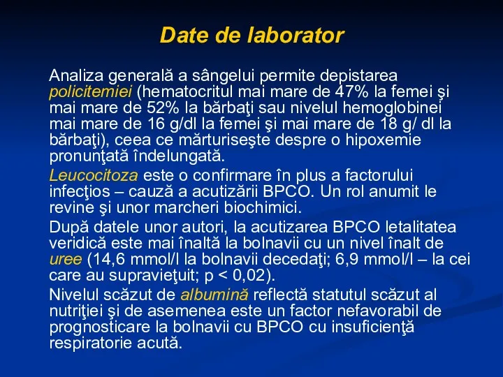 Date de laborator Analiza generală a sângelui permite depistarea policitemiei