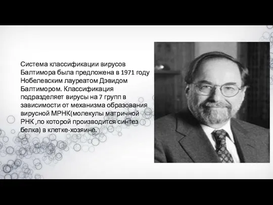 Система классификации вирусов Балтимора была предложена в 1971 году Нобелевским