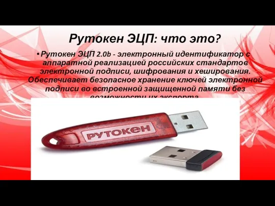 Рутокен ЭЦП: что это? Рутокен ЭЦП 2.0b - электронный идентификатор