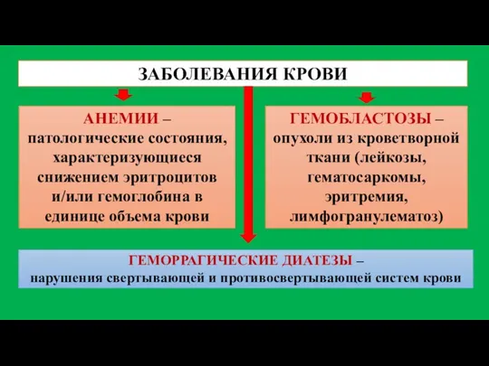 ЗАБОЛЕВАНИЯ КРОВИ ГЕМОБЛАСТОЗЫ – опухоли из кроветворной ткани (лейкозы, гематосаркомы,