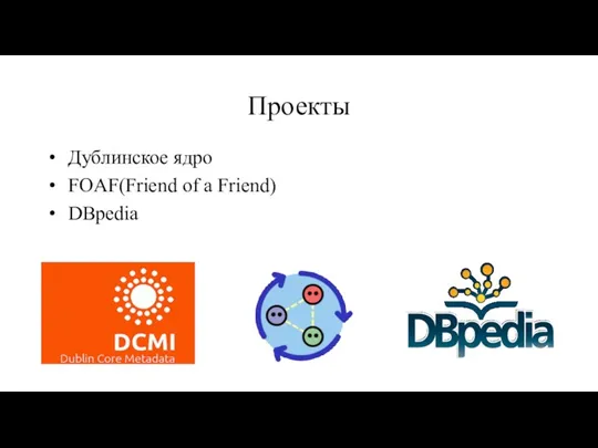 Проекты Дублинское ядро FOAF(Friend of a Friend) DBpedia