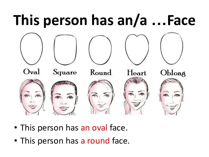 This person has an/a …Face This person has an oval face. This person