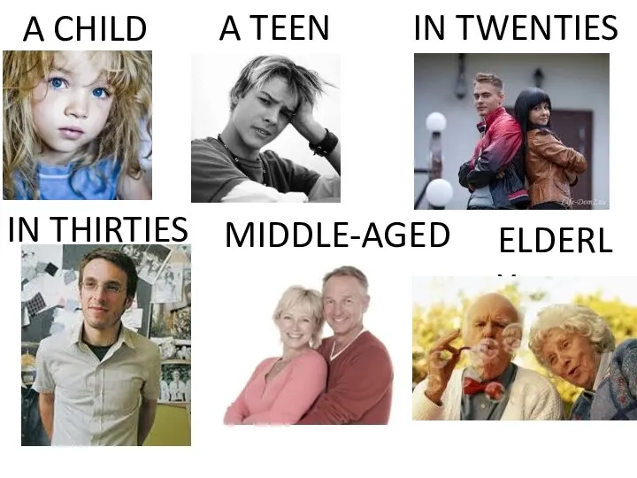 A CHILD A TEEN IN TWENTIES IN THIRTIES MIDDLE-AGED ELDERLY