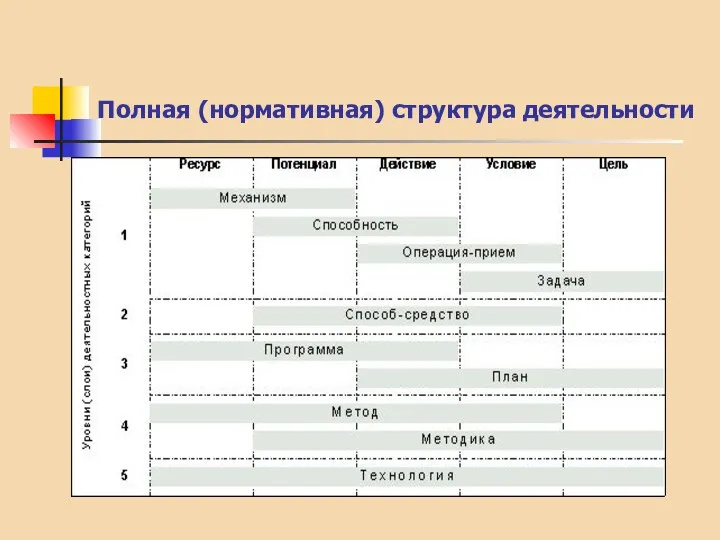 Полная (нормативная) структура деятельности