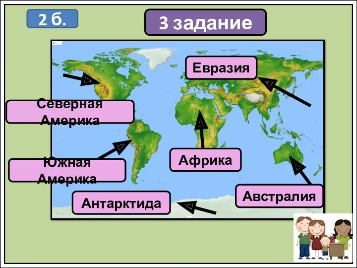 3 задание 2 б. Южная Америка Северная Америка Австралия Африка Евразия Антарктида