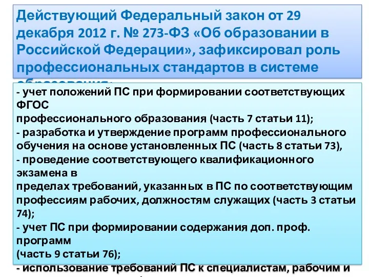 Действующий Федеральный закон от 29 декабря 2012 г. № 273-ФЗ