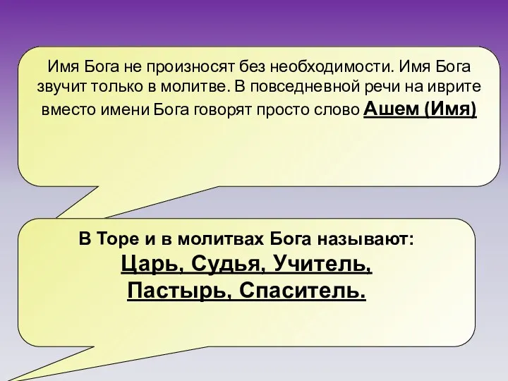 Имя Бога не произносят без необходимости. Имя Бога звучит только