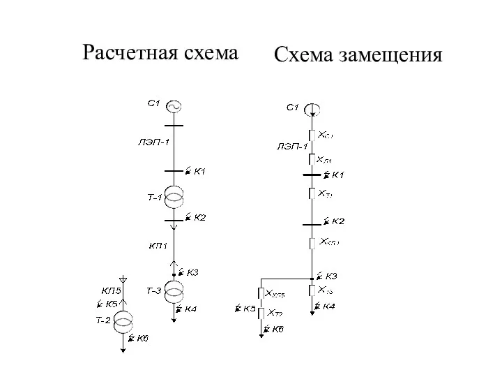 Расчетная схема Схема замещения