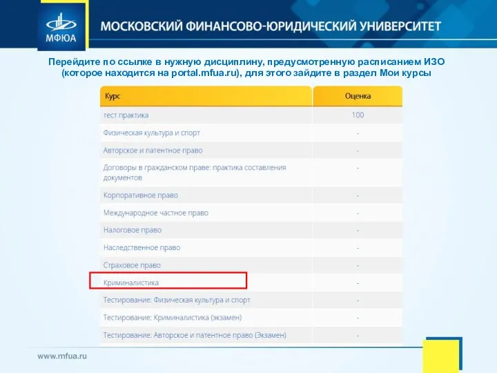 Перейдите по ссылке в нужную дисциплину, предусмотренную расписанием ИЗО (которое