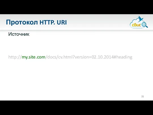 Протокол HTTP. URI Источник http://my.site.com/docs/cv.html?version=02.10.2014#heading