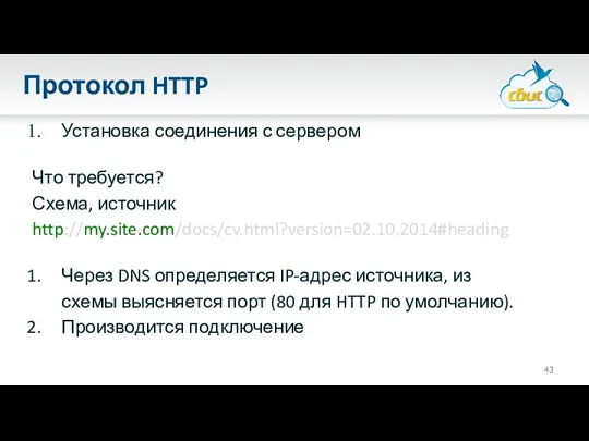 Протокол HTTP Установка соединения с сервером Что требуется? Схема, источник