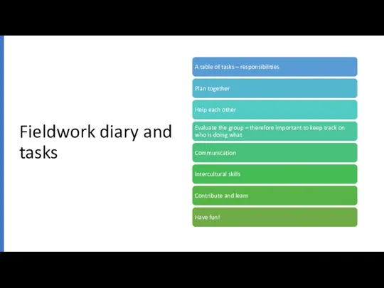 Fieldwork diary and tasks