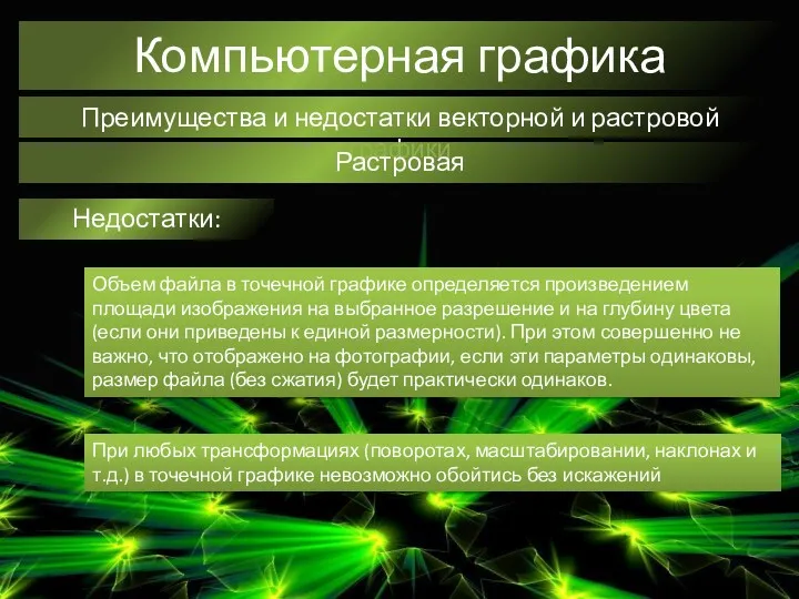 Компьютерная графика Преимущества и недостатки векторной и растровой графики Растровая