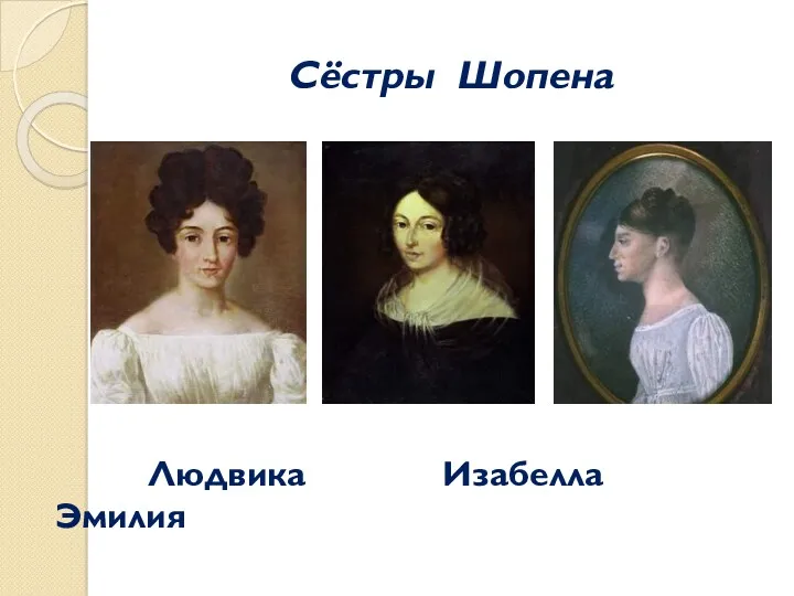 Сёстры Шопена Людвика Изабелла Эмилия