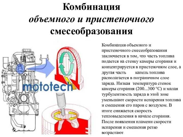 Комбинация объемного и пристеночного смесеобразования Комбинация объемного и пристеночного смесеобразования