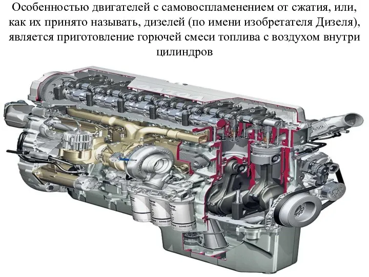 Особенностью двигателей с самовоспламенением от сжатия, или, как их принято