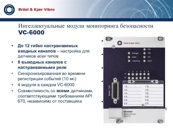 Интеллектуальные модули мониторинга безопасности VC-6000 До 12 гибко настраиваемых входных