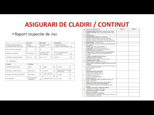 ASIGURARI DE CLADIRI / CONTINUT Raport inspectie de risc