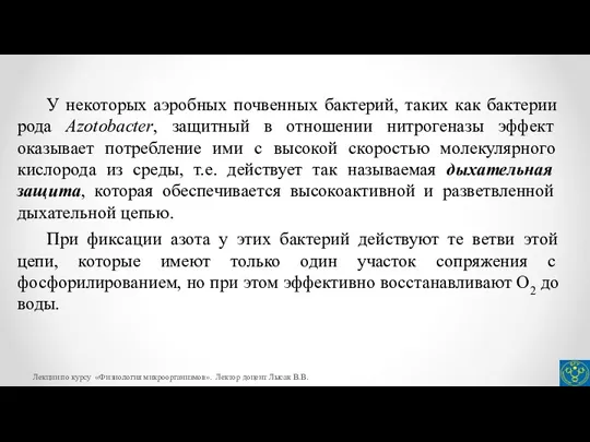 У некоторых аэробных почвенных бактерий, таких как бактерии рода Azotobacter,