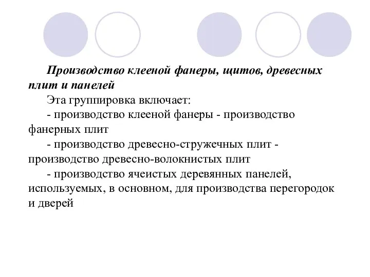 Производство клееной фанеры, щитов, древесных плит и панелей Эта группировка