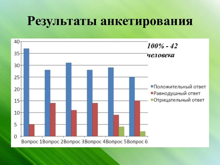 Результаты анкетирования 100% - 42 человека