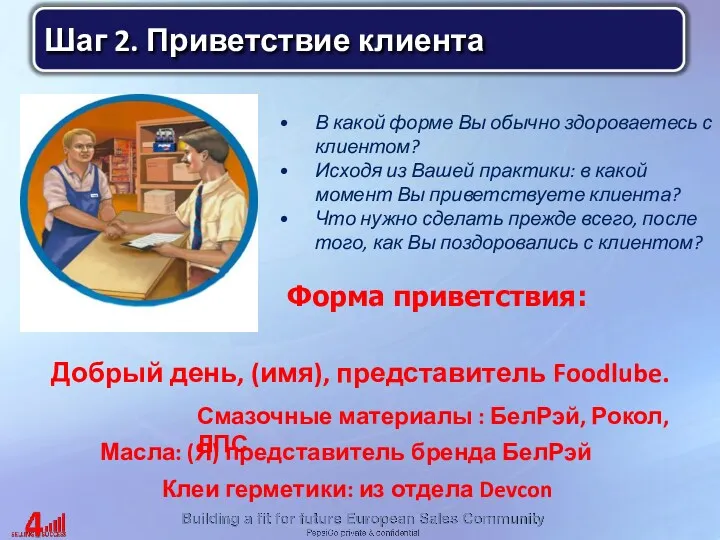 В какой форме Вы обычно здороваетесь с клиентом? Исходя из