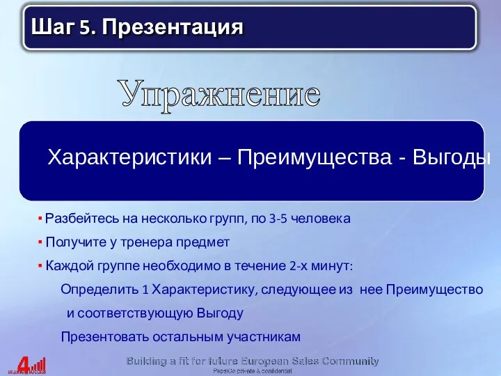 Разбейтесь на несколько групп, по 3-5 человека Получите у тренера