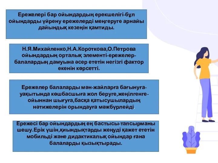 Ережелері бар ойындардың ерекшелігі-бұл ойындарды үйрену ережелерді меңгеруге арнайы дайындық