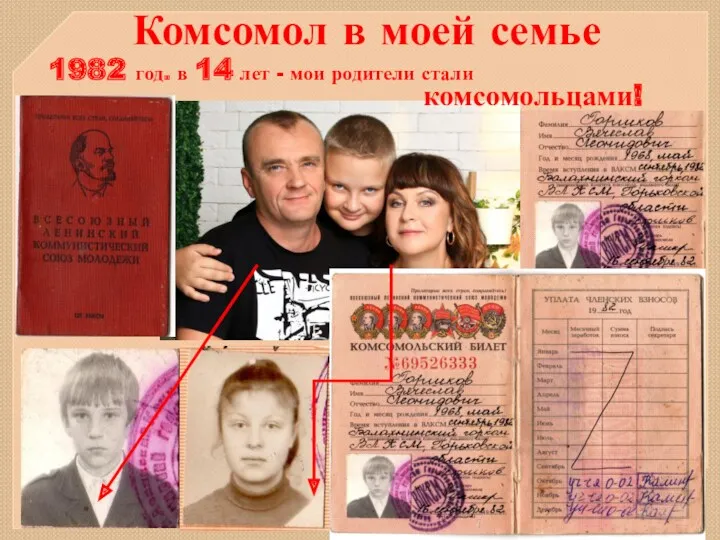 Комсомол в моей семье 1982 год. в 14 лет - мои родители стали комсомольцами!