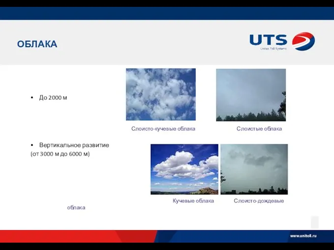 ОБЛАКА До 2000 м Слоисто-кучевые облака Слоистые облака Вертикальное развитие