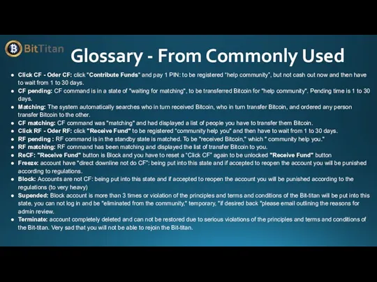Glossary - From Commonly Used Click CF - Oder CF: