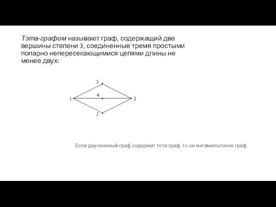 Тэта-графом называют граф, содержащий две вершины степени 3, соединенные тремя