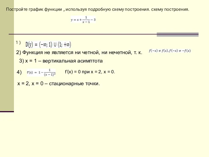 Постройте график функции , используя подробную схему построения. схему построения.