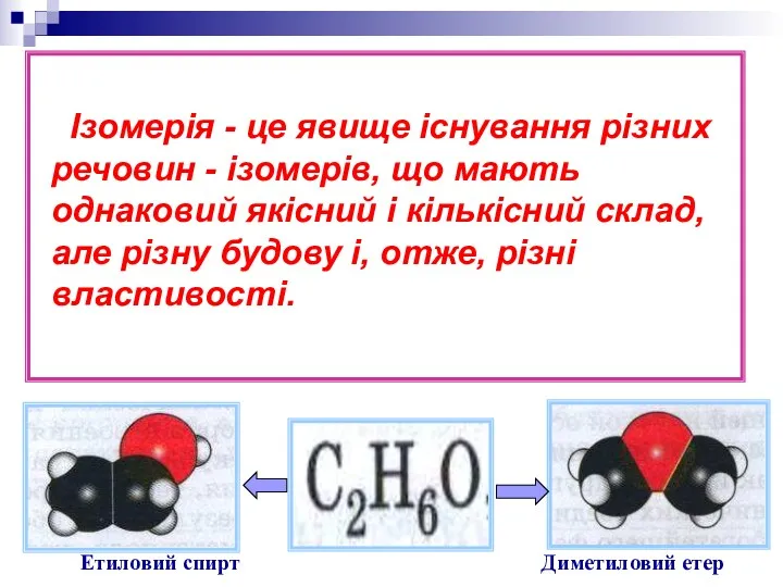 Ізомерія - це явище існування різних речовин - ізомерів, що